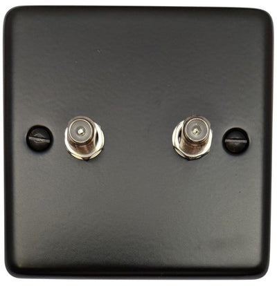 CFB237 Standard Plate Matt Black 2 Gang Satellite Socket Point
