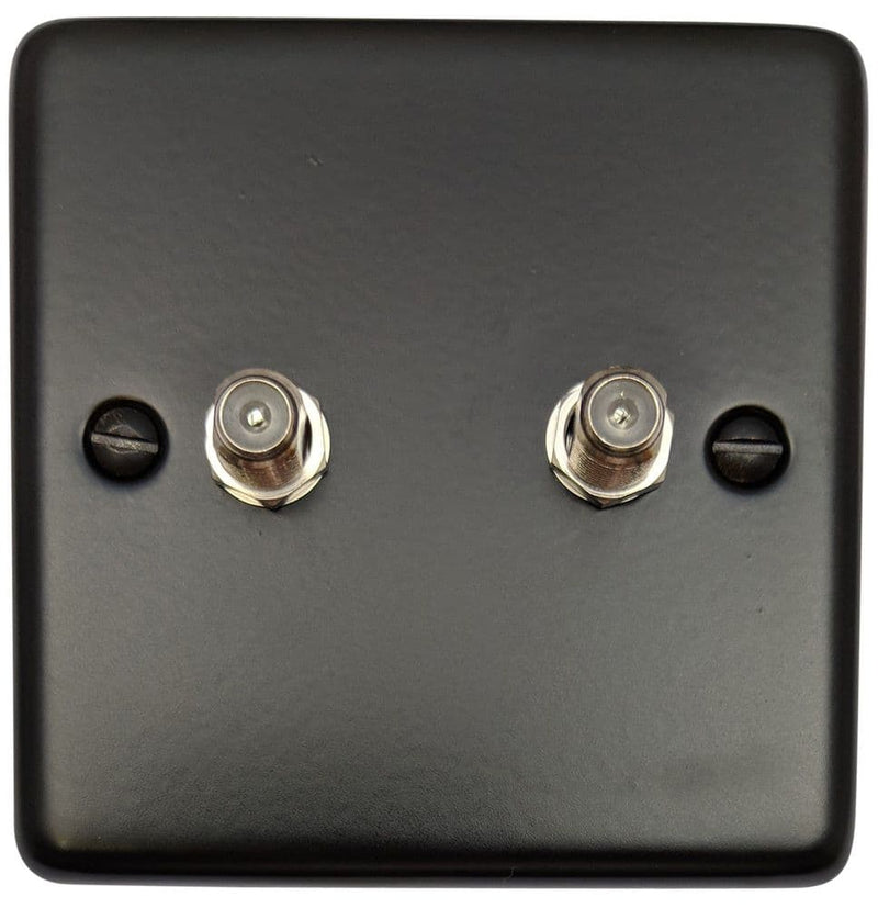 CFB237 Standard Plate Matt Black 2 Gang Satellite Socket Point