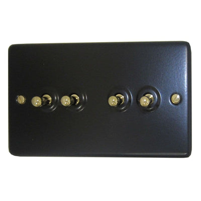 CFB284-PB Standard Plate Matt Black 4 Gang 1 or 2 Way Toggle Light Switch
