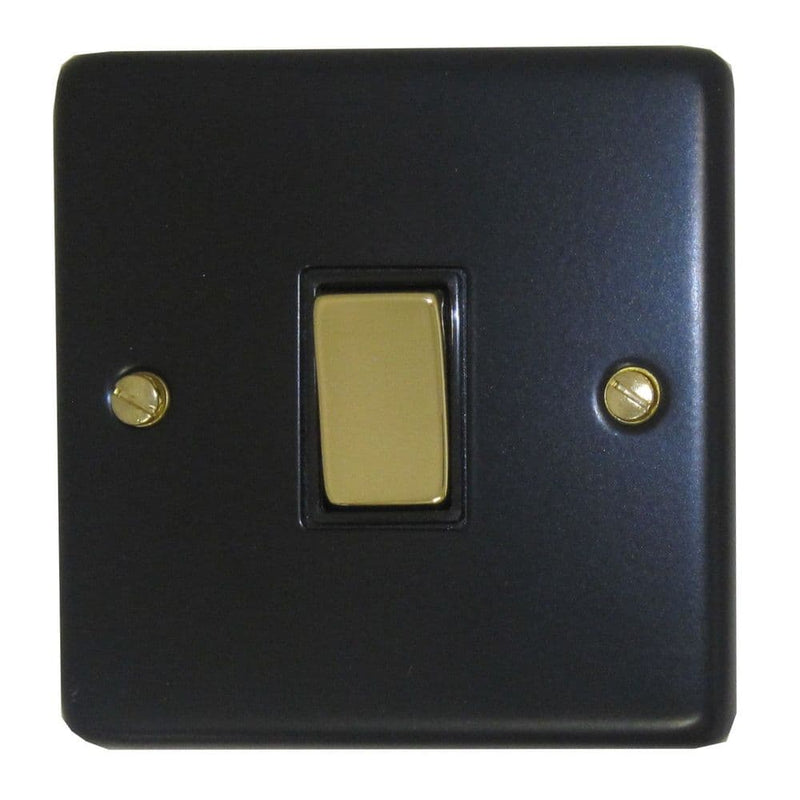 CFB305-PB Standard Plate Matt Black 1 Gang Intermediate Rocker Light Switch
