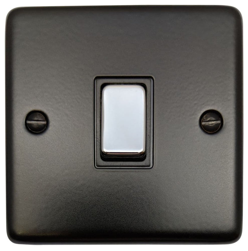 CFB305-PC Standard Plate Matt Black 1 Gang Intermediate Rocker Light Switch
