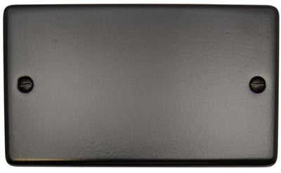 CFB32 Standard Plate Matt Black 2 Gang Double Blank Plate