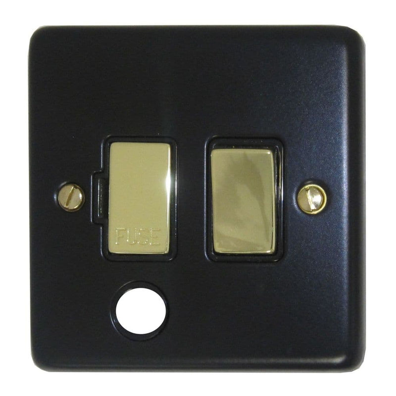 CFB356-PB Standard Plate Matt Black 1 Gang Fused Spur 13A Switched & Flex Outlet