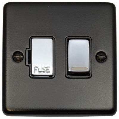 CFB357-PC Standard Plate Matt Black 1 Gang Fused Spur 13A Switched