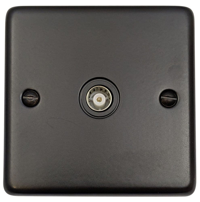 CFB35B Standard Plate Matt Black 1 Gang TV Coax Socket Point