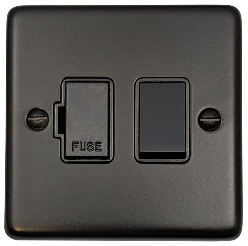 CFB57B Standard Plate Matt Black 1 Gang Fused Spur 13A Switched