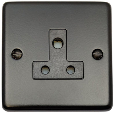 CFB59B Standard Plate Matt Black 1 Gang Single 5 Amp Plug Socket