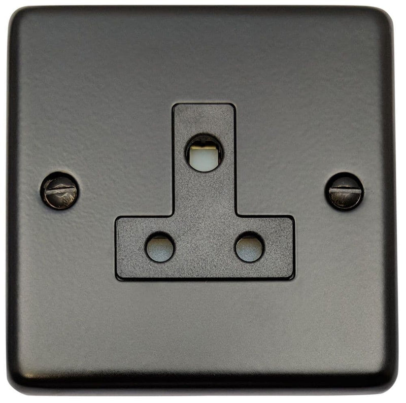 CFB59B Standard Plate Matt Black 1 Gang Single 5 Amp Plug Socket