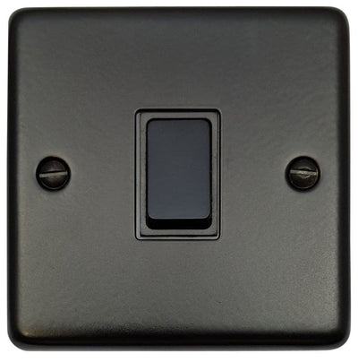 CFB5B Standard Plate Matt Black 1 Gang Intermediate Rocker Light Switch