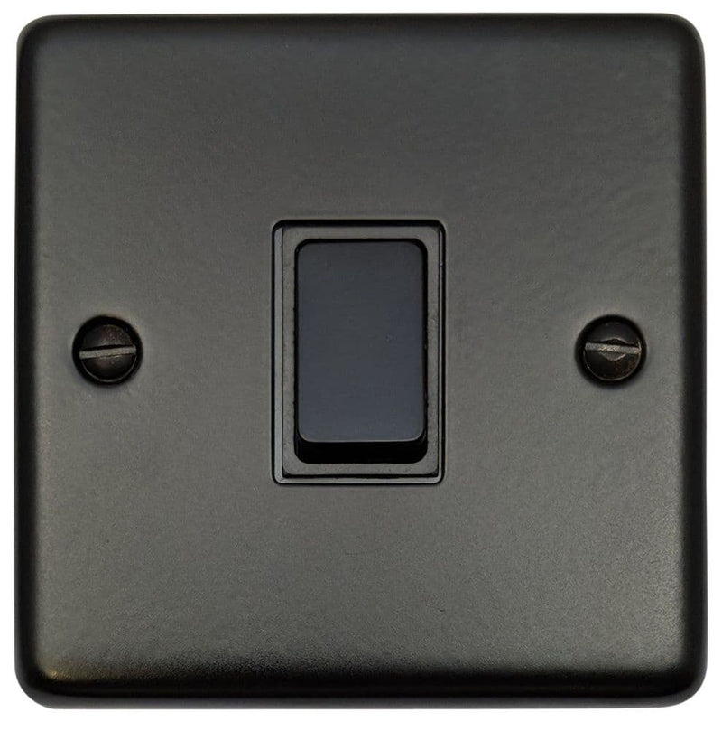 CFB5B Standard Plate Matt Black 1 Gang Intermediate Rocker Light Switch