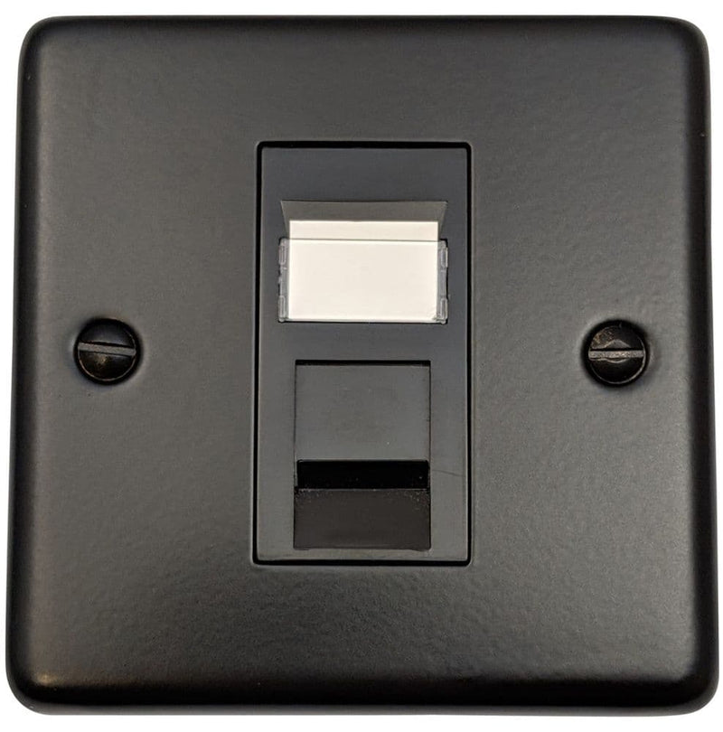 CFB61B Standard Plate Matt Black 1 Gang RJ45 Cat5e Data Socket