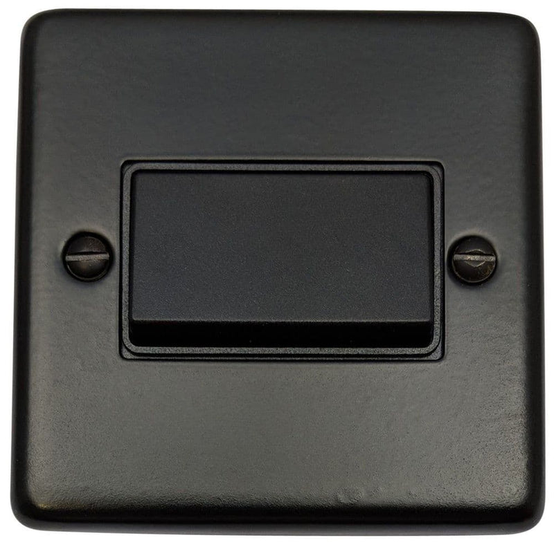 CFB69B Standard Plate Matt Black 1 Gang Triple Pole 10A Fan Isolator Switch