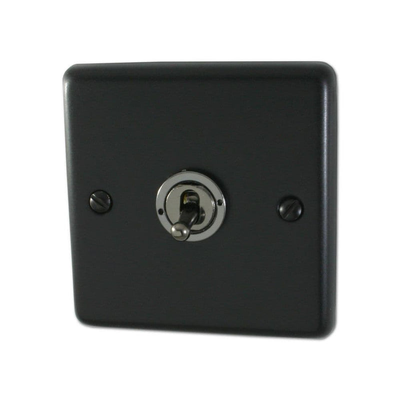 CFB81A-BN Standard Plate Matt Black 1 Gang 2 Way Toggle Light Switch