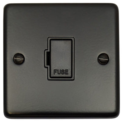 CFB90B Standard Plate Matt Black 1 Gang Fused Spur 13A Unswitched