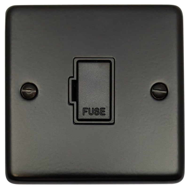 CFB90B Standard Plate Matt Black 1 Gang Fused Spur 13A Unswitched