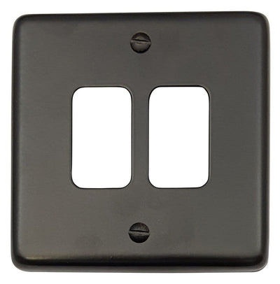CFB92 Standard Plate Matt Black 2 Gang MK Compatible Grid Plate