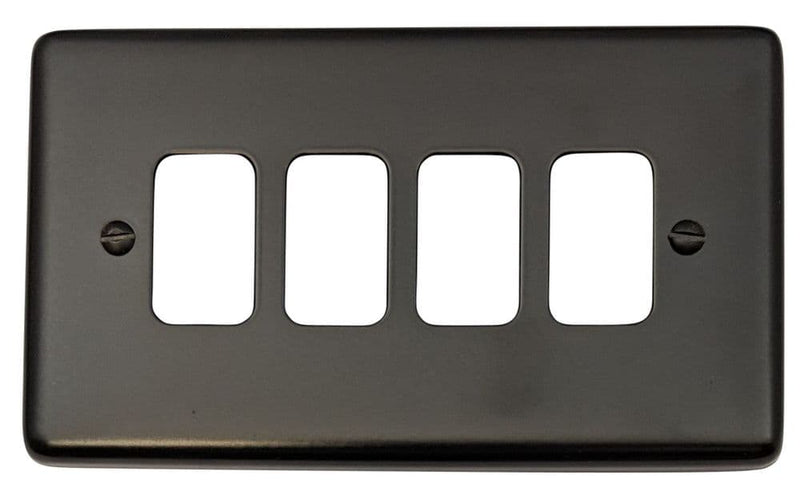 CFB94 Standard Plate Matt Black 4 Gang MK Compatible Grid Plate