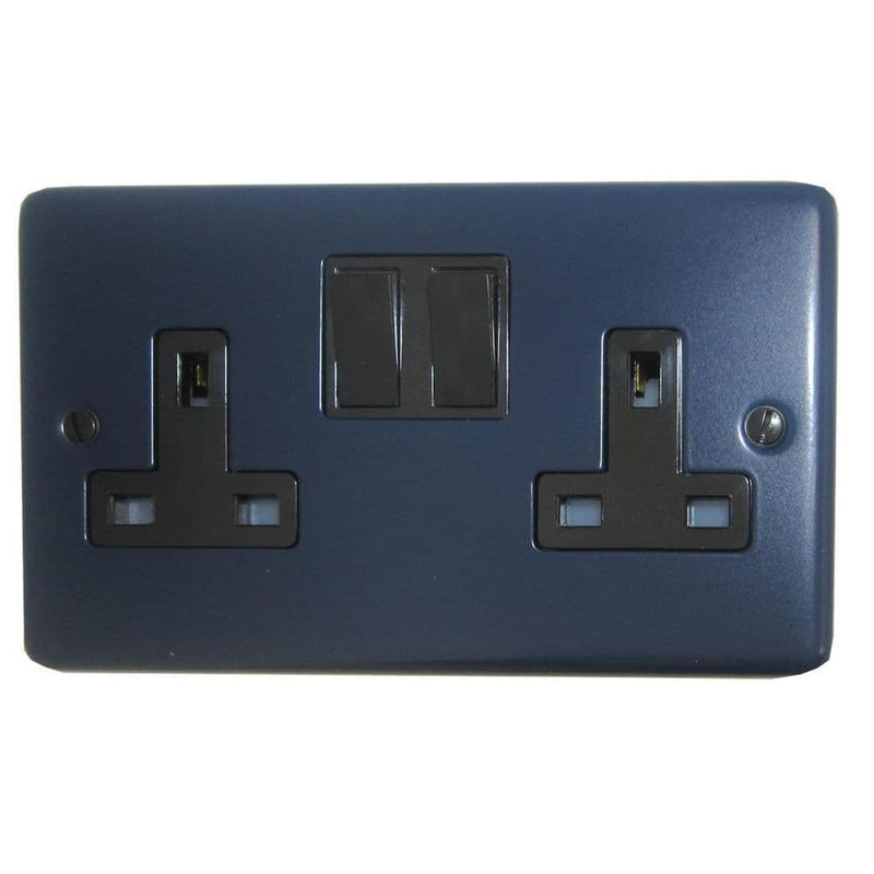 CRB10B Standard Plate Blue 2 Gang Double 13A Switched Plug Socket