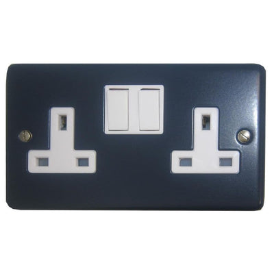 CRB10W Standard Plate Blue 2 Gang Double 13A Switched Plug Socket