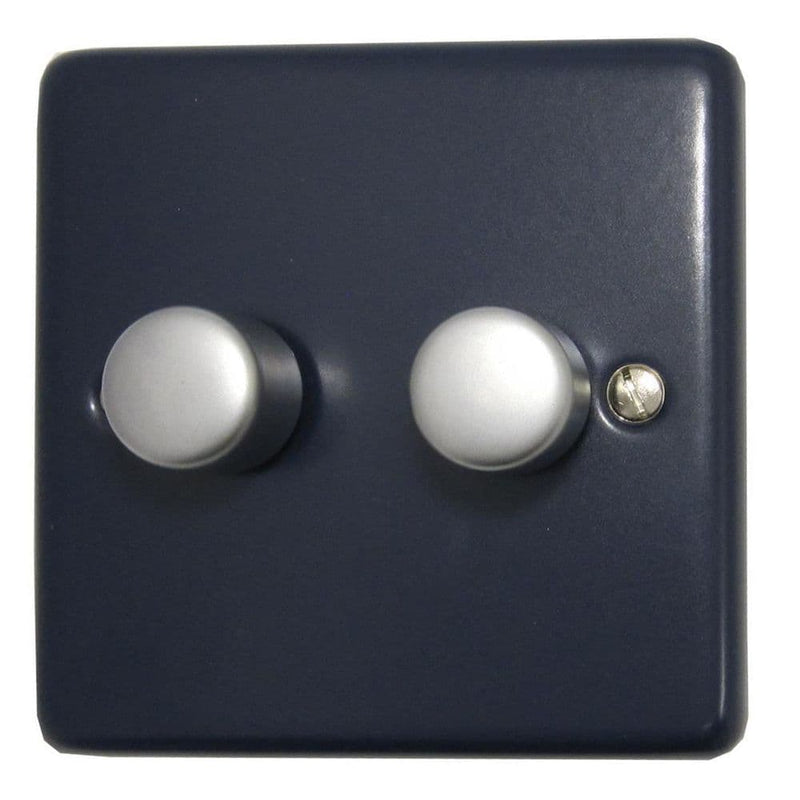 CRB12-SS Standard Plate Blue 2 Gang 1 or 2 Way 400W Halogen Dimmer Switch