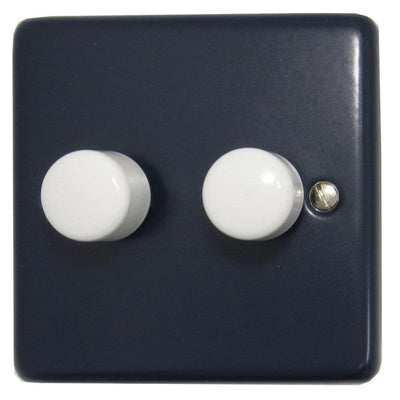 CRB12-W Standard Plate Blue 2 Gang 1 or 2 Way 400W Halogen Dimmer Switch