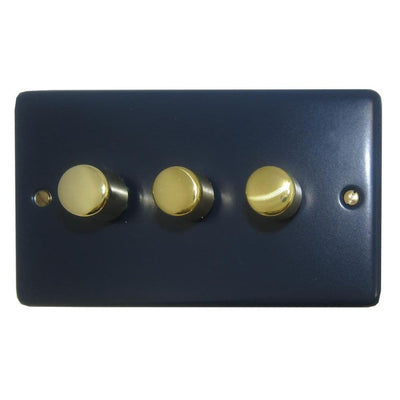 CRB13-PB Standard Plate Blue 3 Gang 1 or 2 Way 400W Halogen Dimmer Switch