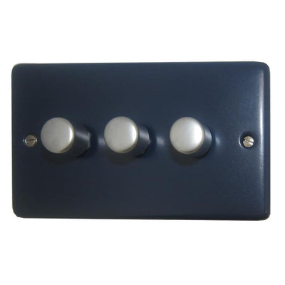 CRB13-SS Standard Plate Blue 3 Gang 1 or 2 Way 400W Halogen Dimmer Switch