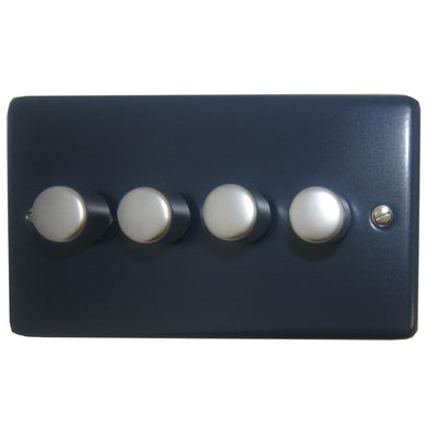 CRB14-SS Standard Plate Blue 4 Gang 1 or 2 Way 400W Halogen Dimmer Switch
