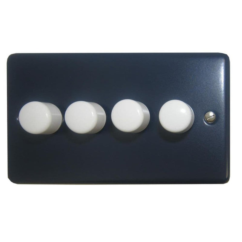 CRB14-W Standard Plate Blue 4 Gang 1 or 2 Way 400W Halogen Dimmer Switch