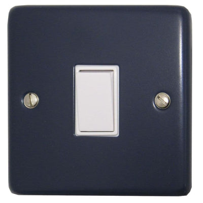 CRB1W Standard Plate Blue 1 Gang 1 or 2 Way Rocker Light Switch