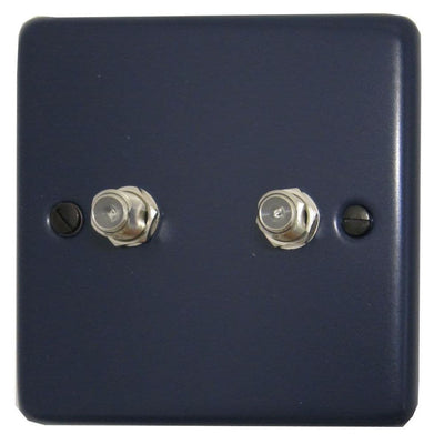 CRB237 Standard Plate Blue 2 Gang Satellite Socket Point