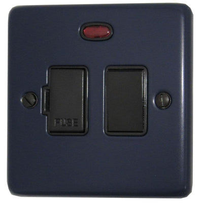 CRB27B Standard Plate Blue 1 Gang Fused Spur 13A Switched & Neon