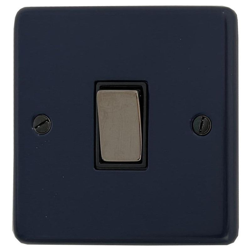 CRB301-BN Standard Plate Blue 1 Gang 1 or 2 Way Rocker Light Switch