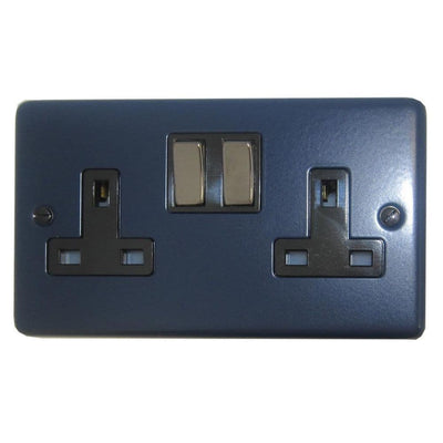 CRB310-BN Standard Plate Blue 2 Gang Double 13A Switched Plug Socket