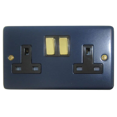 CRB310-PB Standard Plate Blue 2 Gang Double 13A Switched Plug Socket