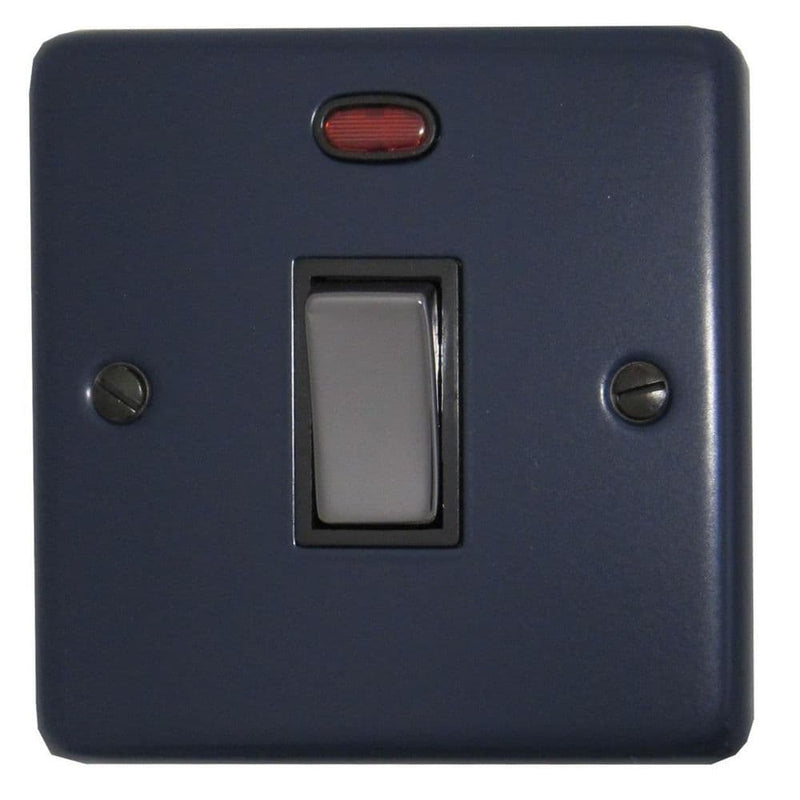CRB326-BN Standard Plate Blue 1 Gang 20 Amp Double Pole Switch & Neon