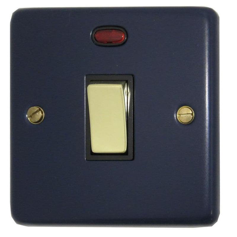 CRB326-PB Standard Plate Blue 1 Gang 20 Amp Double Pole Switch & Neon