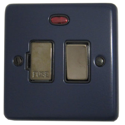 CRB327-BN Standard Plate Blue 1 Gang Fused Spur 13A Switched & Neon