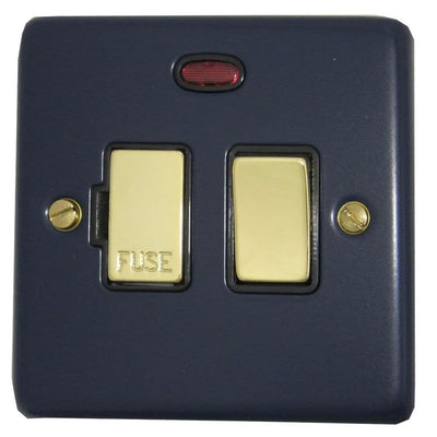 CRB327-PB Standard Plate Blue 1 Gang Fused Spur 13A Switched & Neon