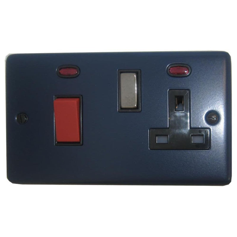 CRB329-BN Standard Plate Blue 45 Amp DP Cooker Switch & 13A Switched Socket