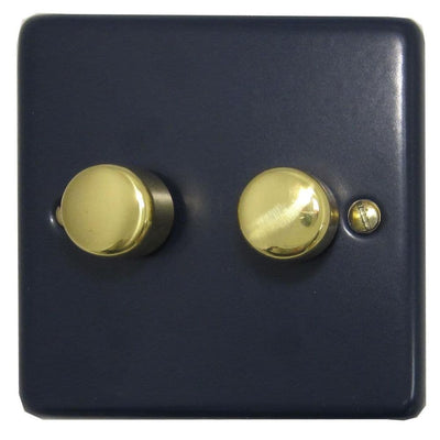 CRB512-PB Standard Plate Blue 2 Gang 1 or 2 Way V-Pro LED Dimmer Switch