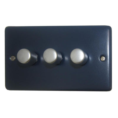 CRB513-SS Standard Plate Blue 3 Gang 1 or 2 Way V-Pro LED Dimmer Switch