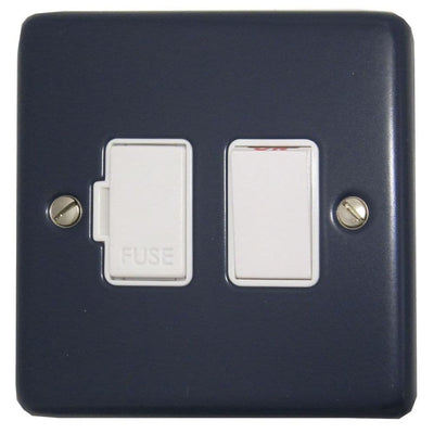 CRB57W Standard Plate Blue 1 Gang Fused Spur 13A Switched