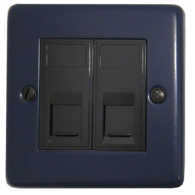 CRB62B Standard Plate Blue 2 Gang RJ45 Cat5e Data Socket Point