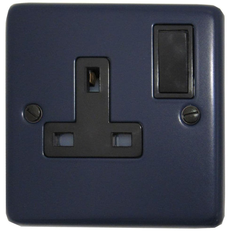 CRB9B Standard Plate Blue 1 Gang Single 13A Switched Plug Socket
