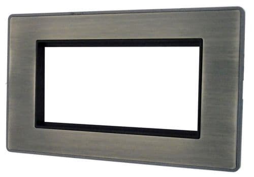 Caradok Screwless Vintage Brass 2 Gang Module Plate