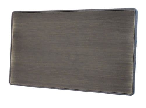Caradok Screwless Vintage Brass 2 Gang Double Blank Plate
