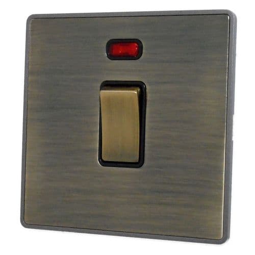 Caradok Screwless Vintage Brass 1 Gang 20 Amp Double Pole Switch