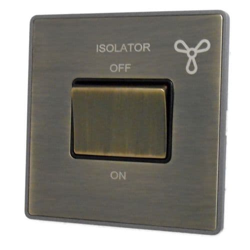 Caradok Screwless Vintage Brass 1 Gang Triple Pole 10A Fan Isolator Switch