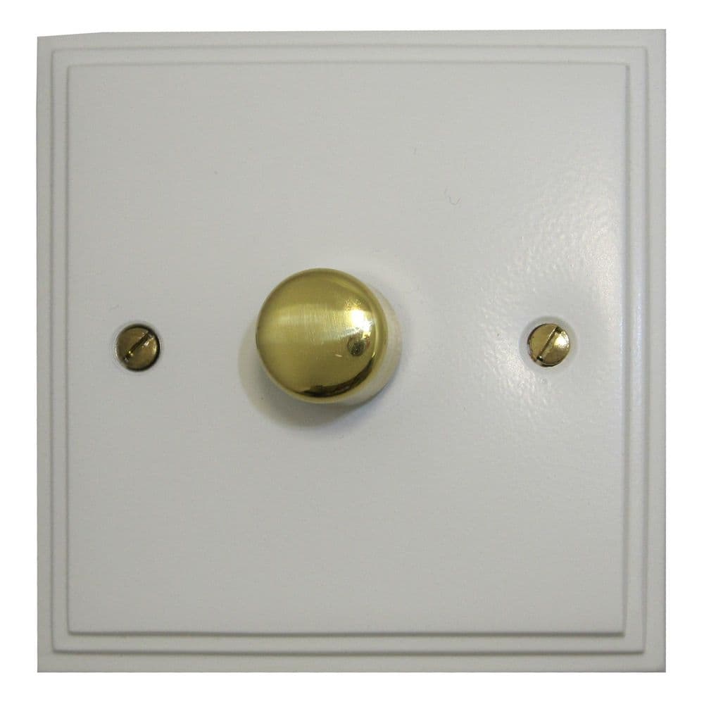 VW11-PB Victorian Plate Matt White 1 Gang 1 or 2 Way 400W Halogen Dimmer Switch